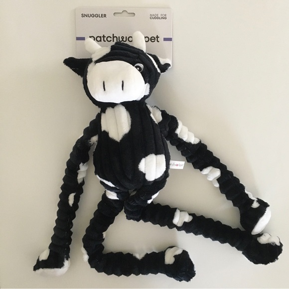 NEW Dog Toy Snuggler Long Leg 24” Calvin Cow has Squeaker | Patchwork Pet - Picture 3 of 9
